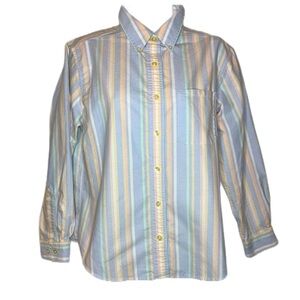 L.L Bean 100% cotton pastel pin striped collar button up Long Sleeve shirt